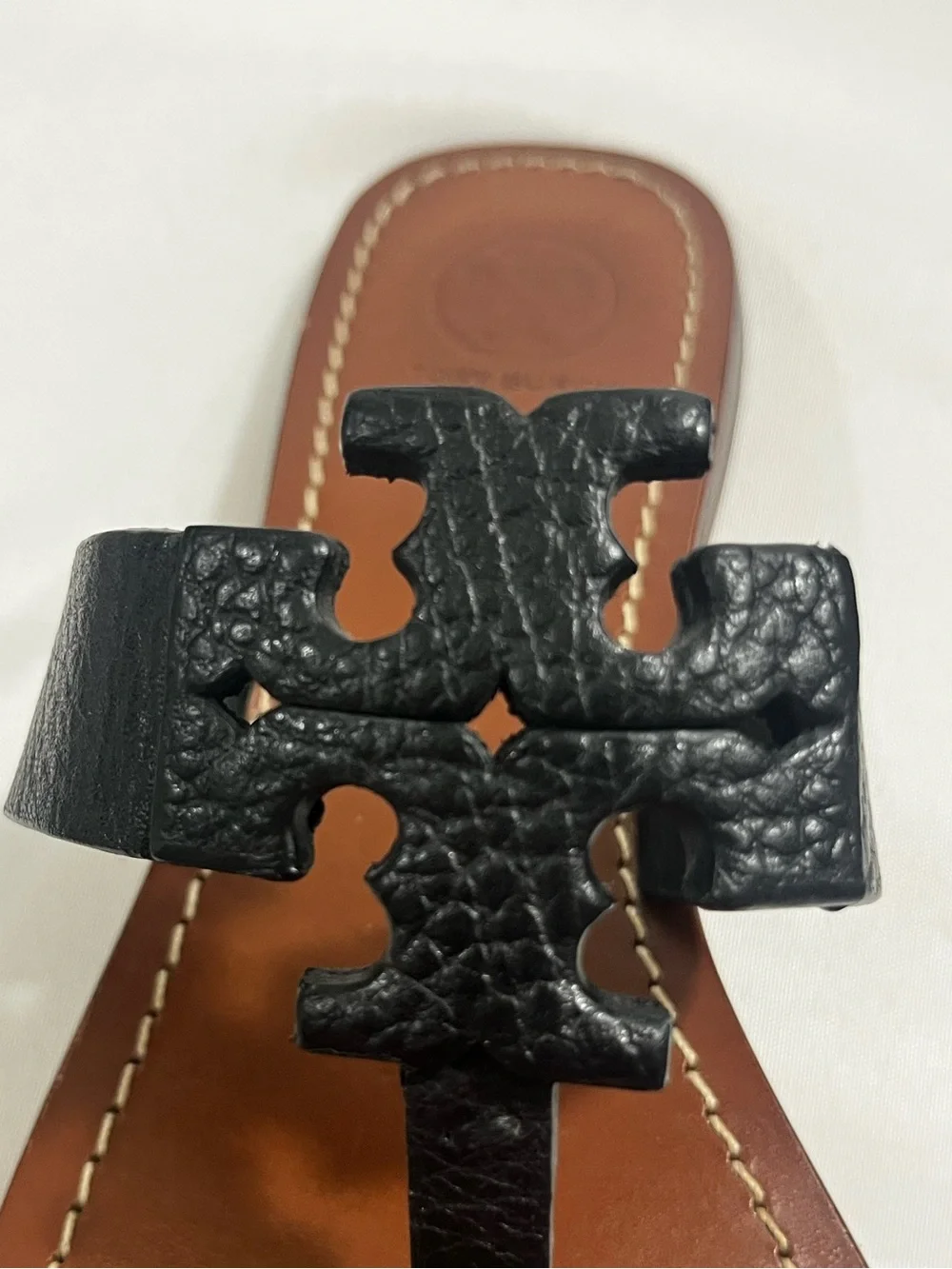Tory Burch Moore Flat Thong Sandals Black Leather Women’s 8.5